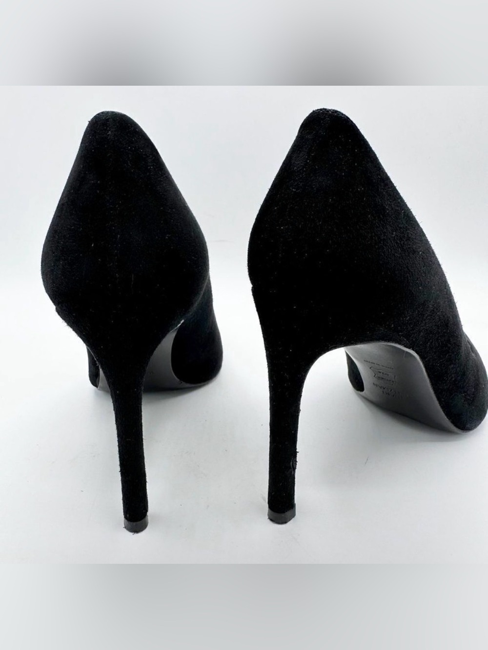 STUART WEITZMAN Power 100 Pump Black Suede Pointed Toe Heels 👠 - Picture 5 of 5